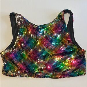 NWT H&M multicolor plaid sequin midriff